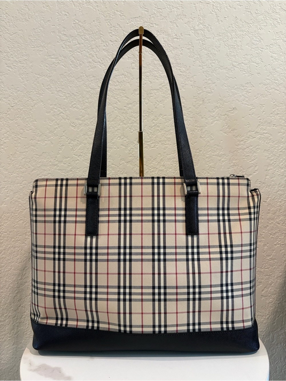 Burberry Classic Plaid Zip Tote Bag